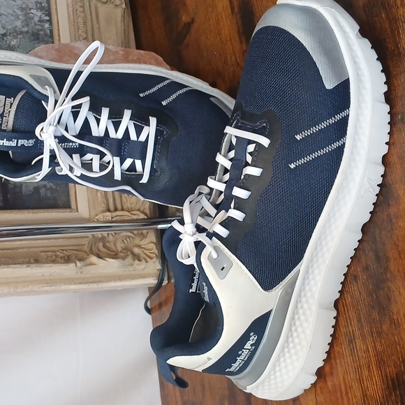 Like New Pre Loved ,Timberland Pro Navy and White Athletic Hard Toe Work Shoes 8 - Picture 12 of 12